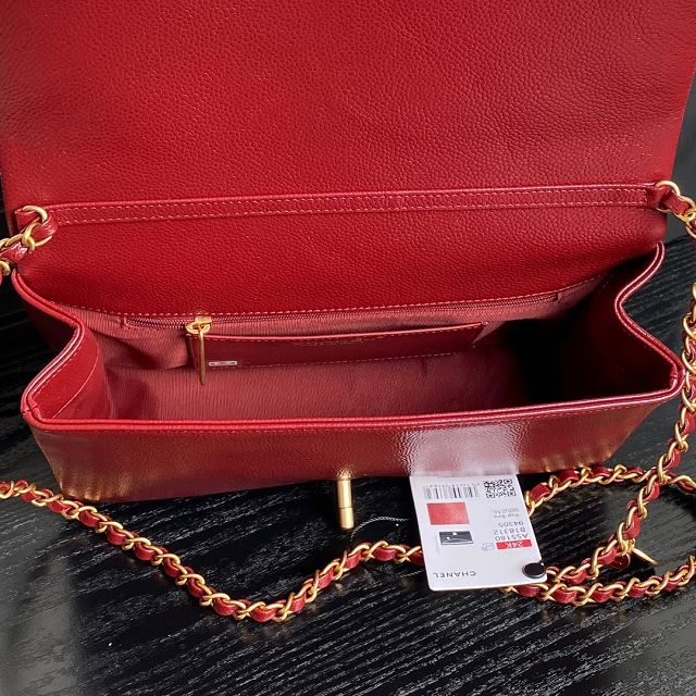 CC original grained calfskin medium flap bag AS5180 red