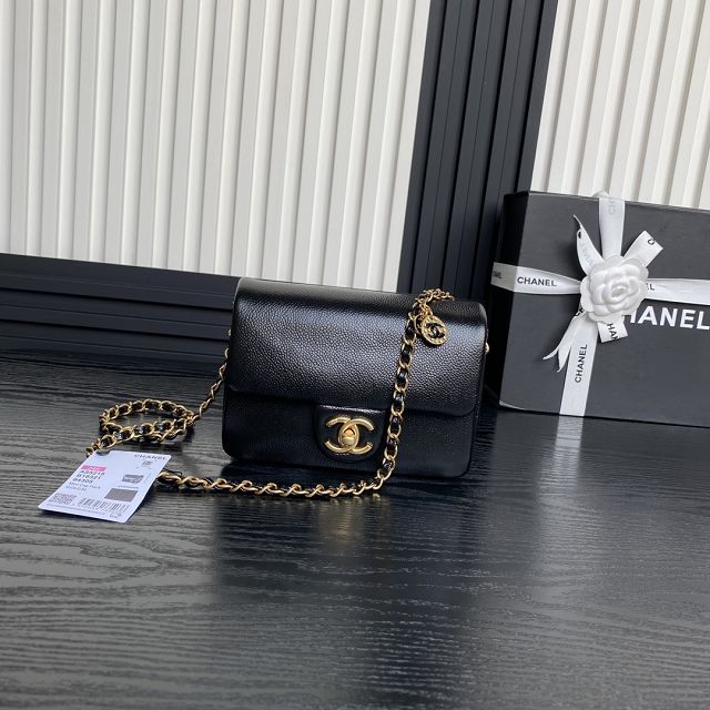 CC original grained calfskin mini flap bag AS5218 black