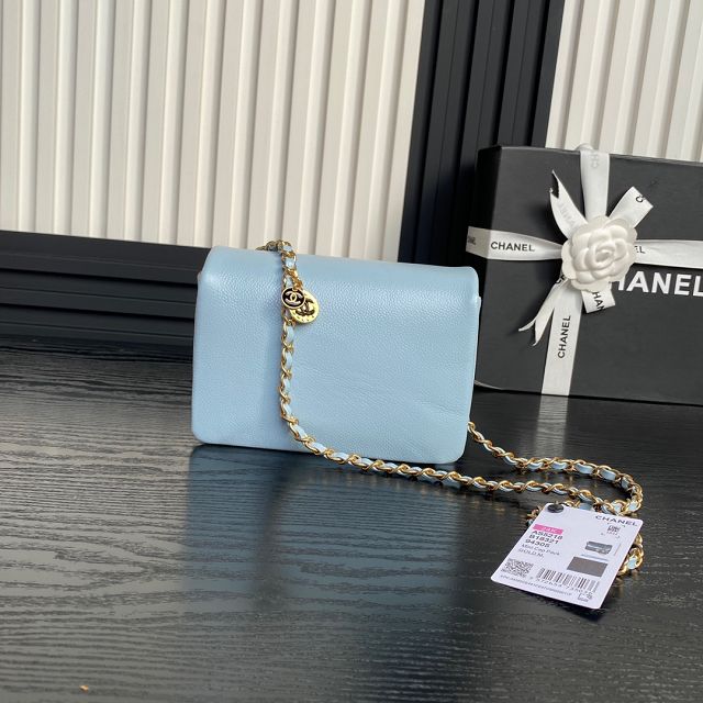 CC original grained calfskin mini flap bag AS5218 blue