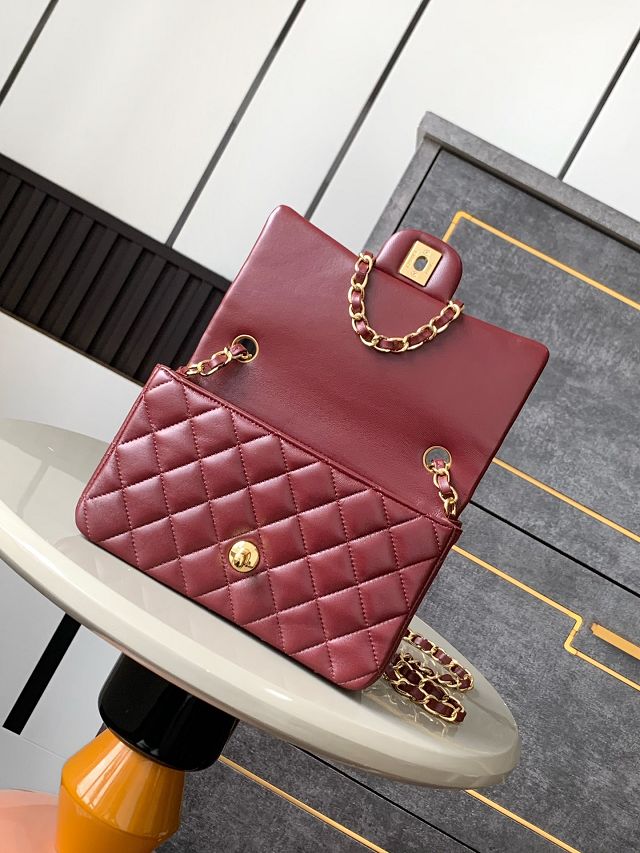 CC original lambskin mini flap bag A69900 wine