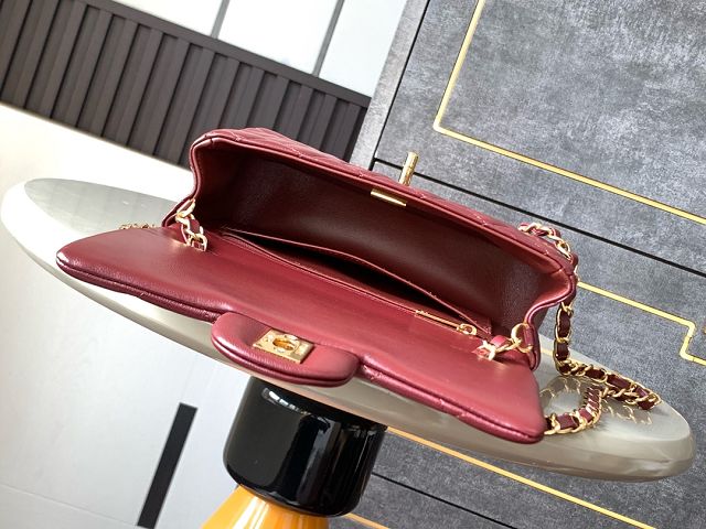 CC original lambskin mini flap bag A69900 wine