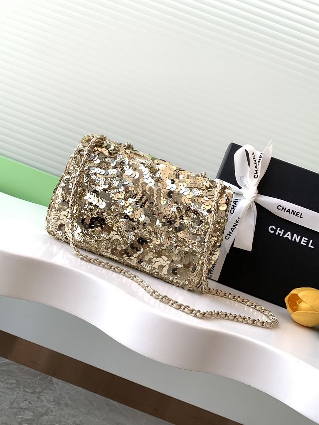 CC original sequins flap bag AS4561 gold