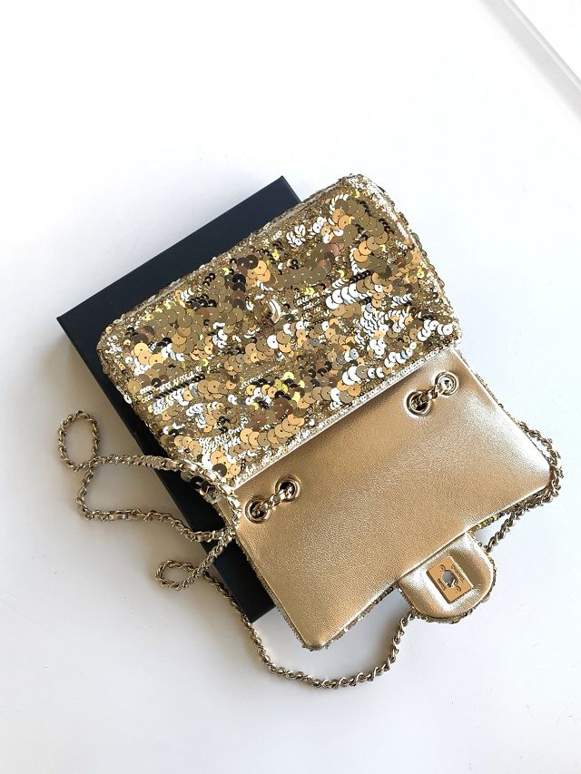 CC original sequins flap bag AS4561 gold