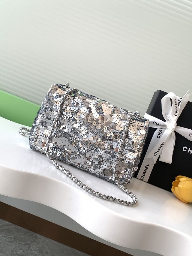 CC original sequins flap bag AS4561 silver