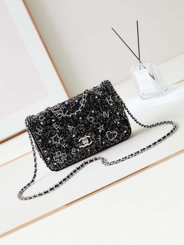 CC original sequins small flap bag AS4298 black