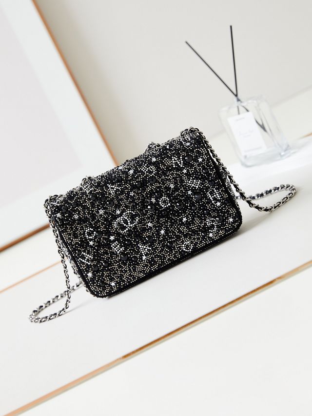 CC original sequins small flap bag AS4298 black