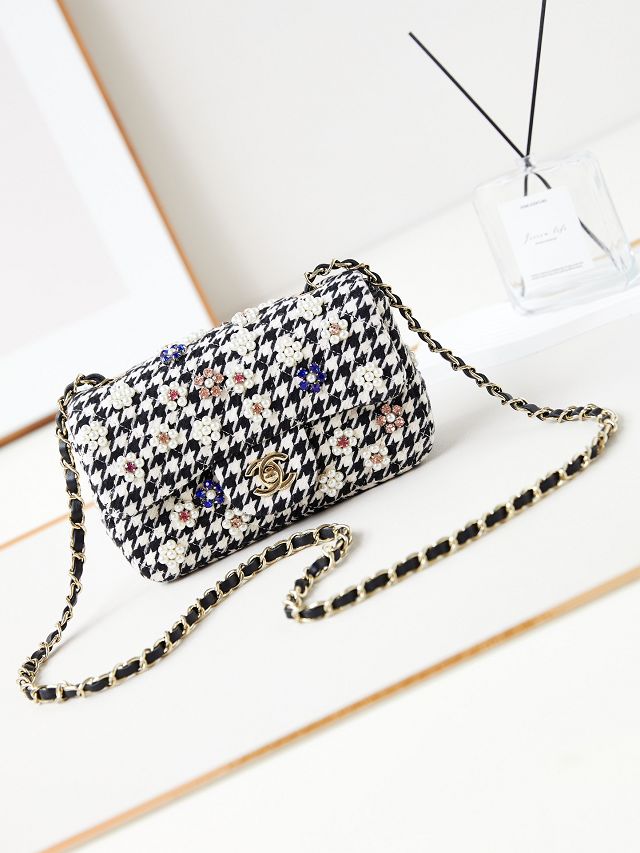 CC original sequins small flap bag AS4298 black&white