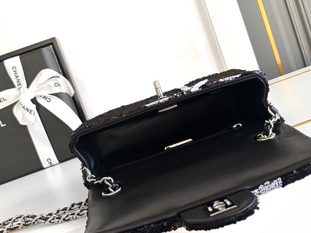 CC original sequins mini flap bag AS2090 black