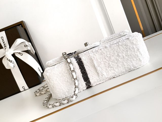 CC original sequins mini flap bag AS2090 white