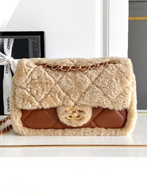 CC original shearling medium flap bag AS5149 beige