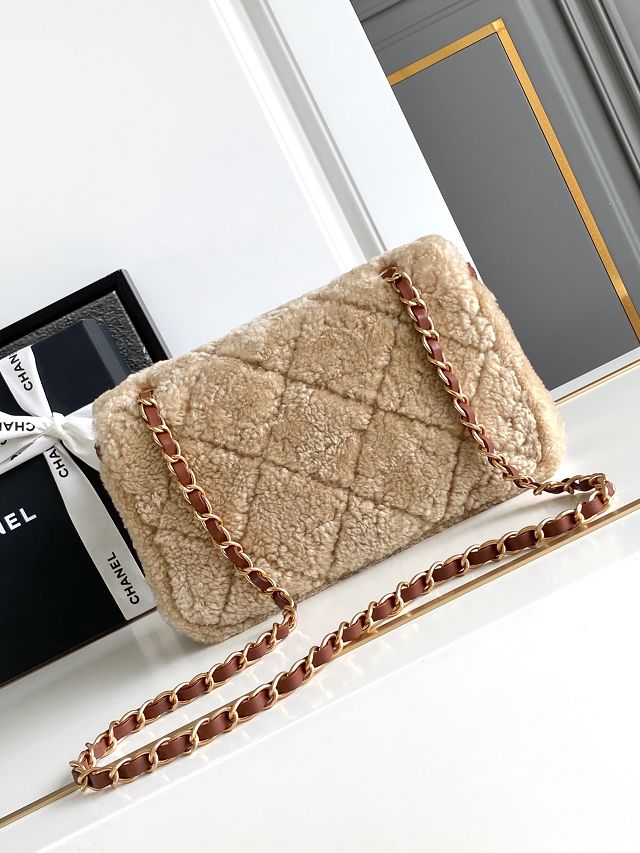 CC original shearling medium flap bag AS5149 beige