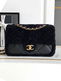 CC original shearling medium flap bag AS5149 black