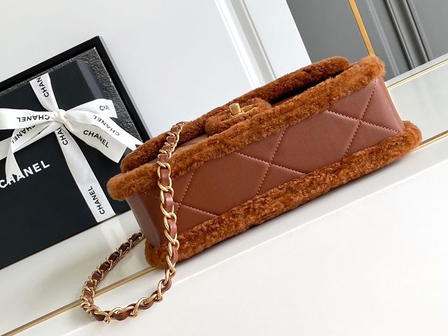 CC original shearling medium flap bag AS5149 brown