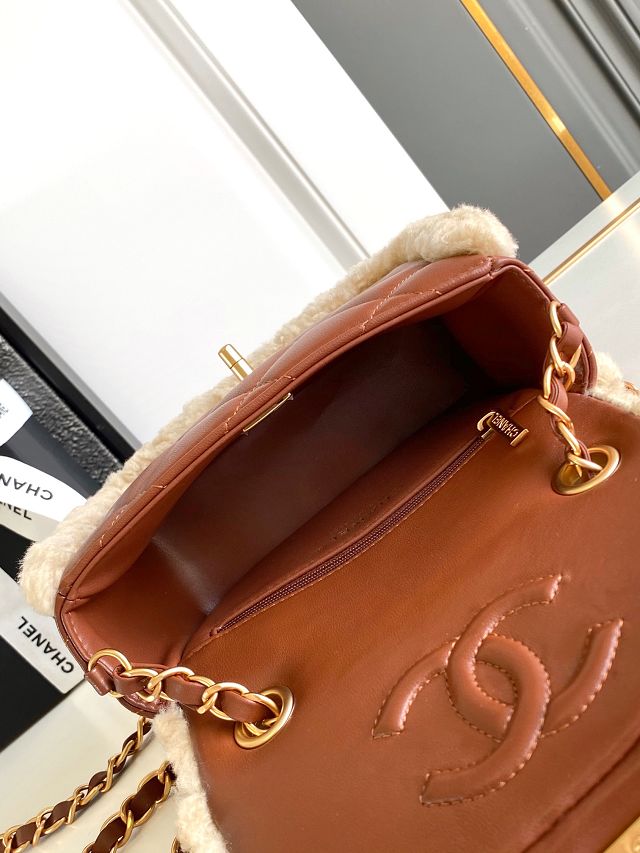 CC original shearling small flap bag AS5148 beige