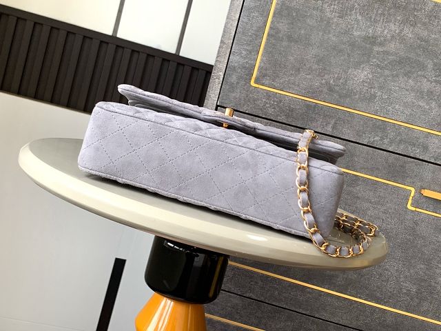 CC original suede calfskin medium flap bag A01112 grey