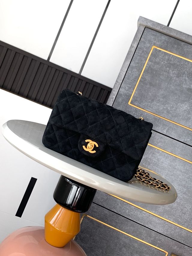 CC original suede calfskin mini flap bag A69900 black