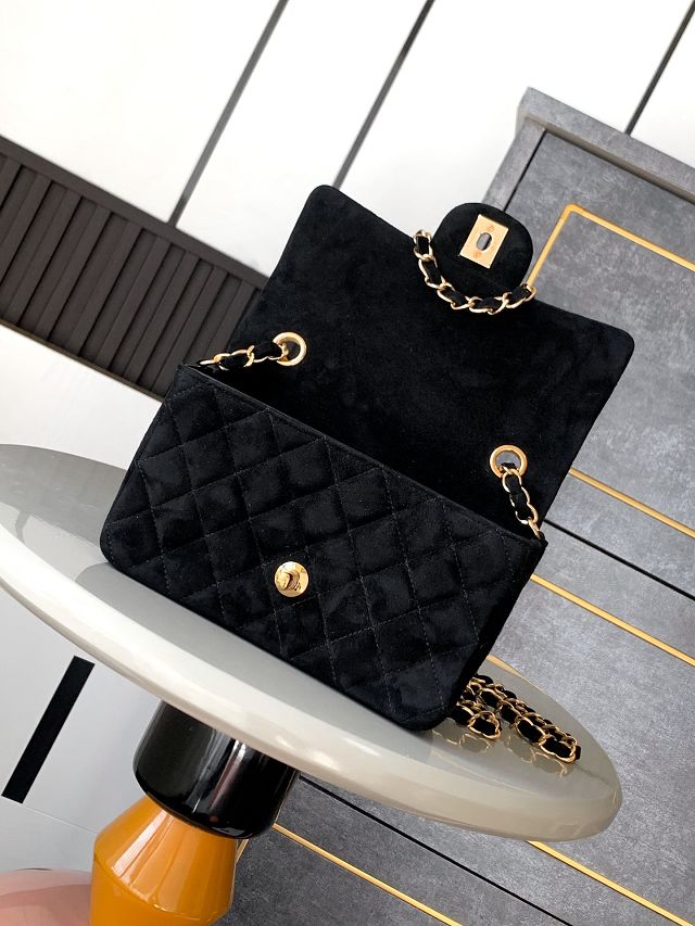 CC original suede calfskin mini flap bag A69900 black