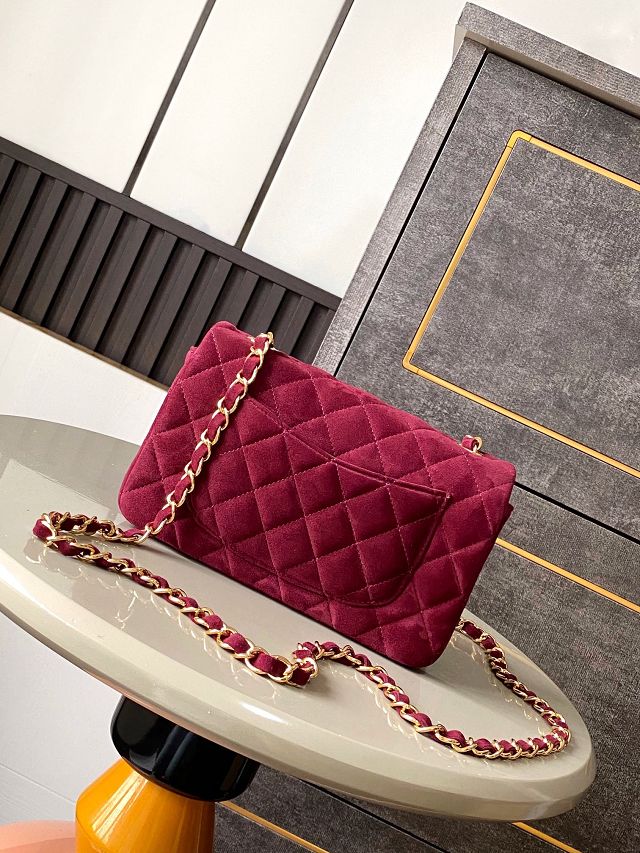 CC original suede calfskin mini flap bag A69900 bordeaux