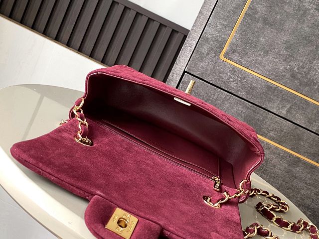 CC original suede calfskin mini flap bag A69900 bordeaux