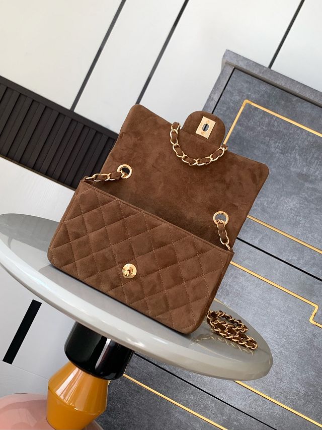 CC original suede calfskin mini flap bag A69900 brown