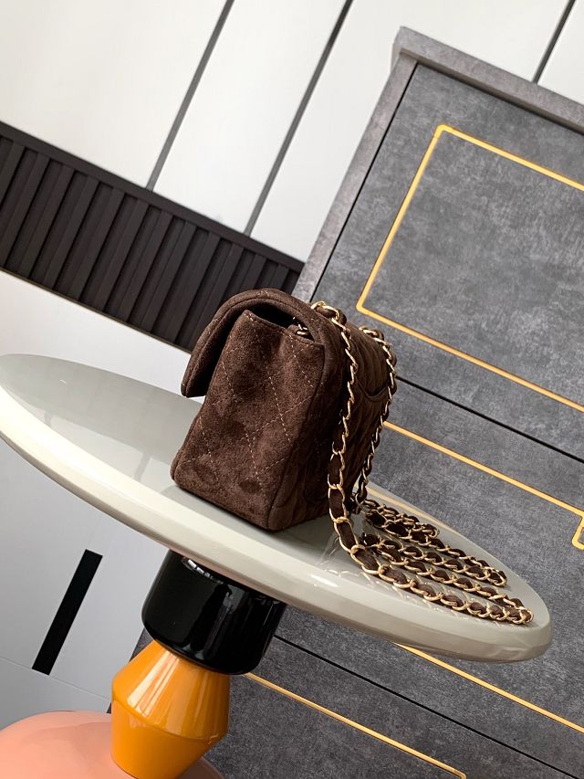 CC original suede calfskin mini flap bag A69900 dark coffee