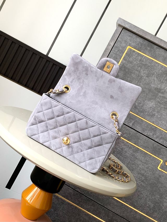 CC original suede calfskin mini flap bag A69900 grey