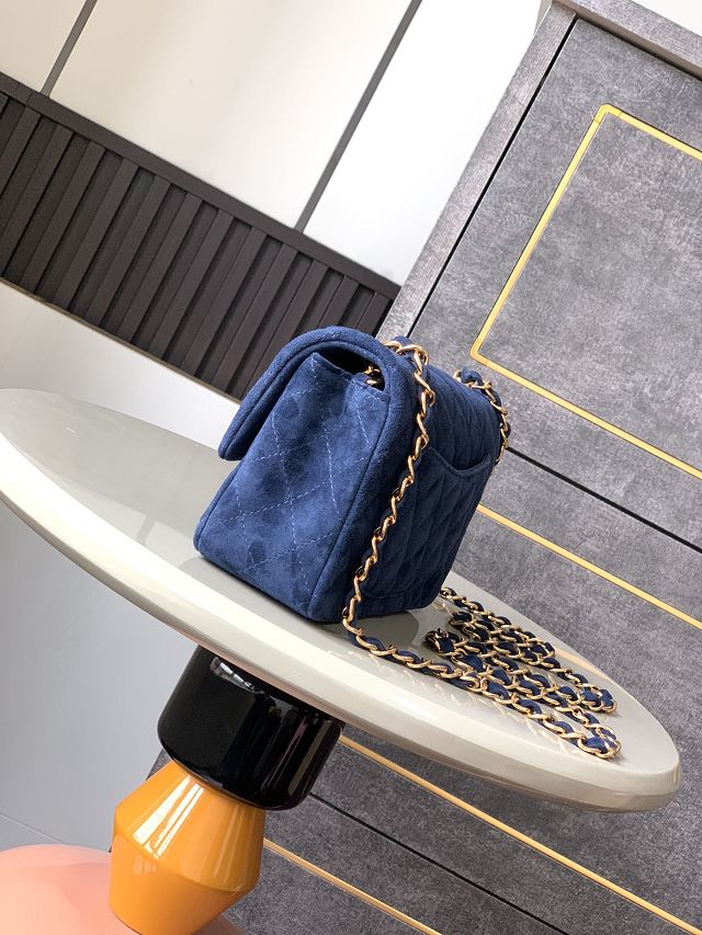 CC original suede calfskin mini flap bag A69900 navy blue