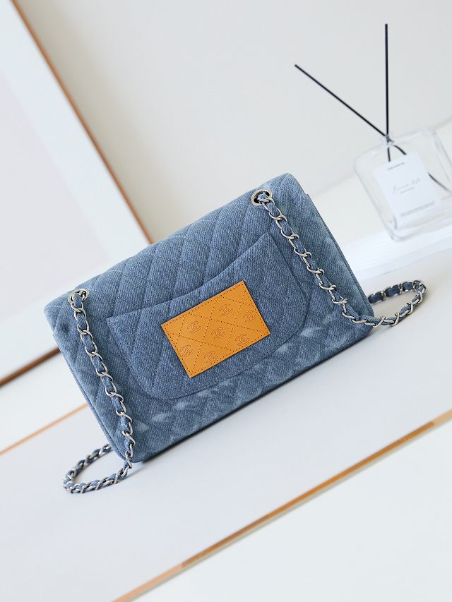 CC original denim medium flap bag A01112 blue