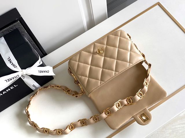 CC original lambskin mini flap bag AS5175 beige