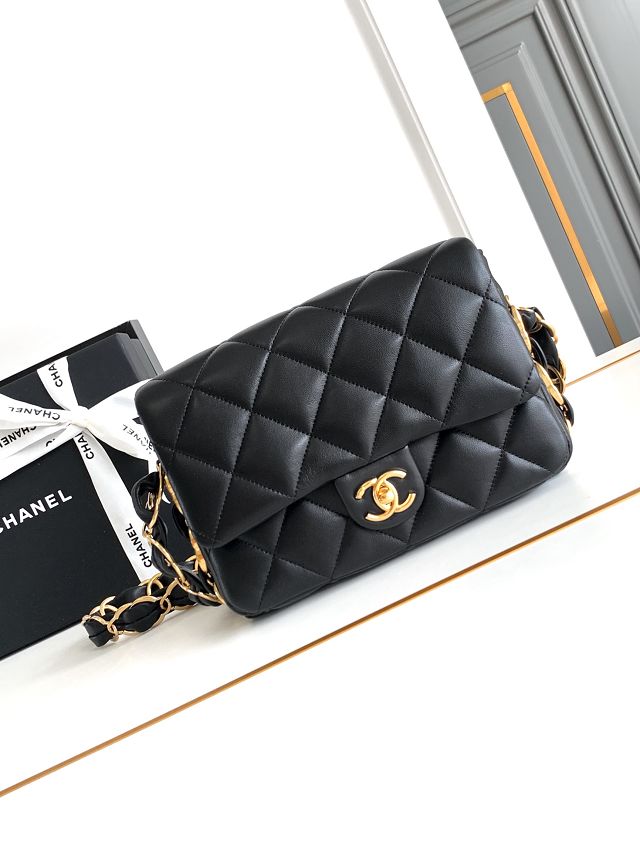 CC original lambskin small flap bag AS5174 black