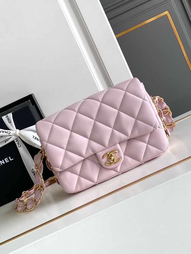 CC original lambskin small flap bag AS5174 pink