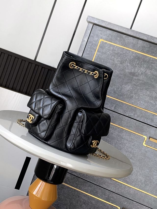 CC original metallic lambskin backpack AS5310 black