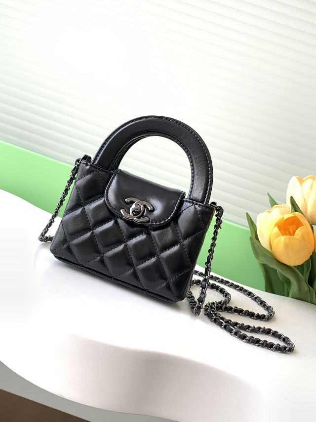 CC original calfskin clutch with chain AP3435 allblack