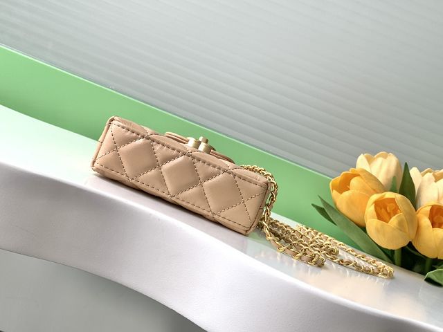 CC original calfskin clutch with chain AP3435 apricot