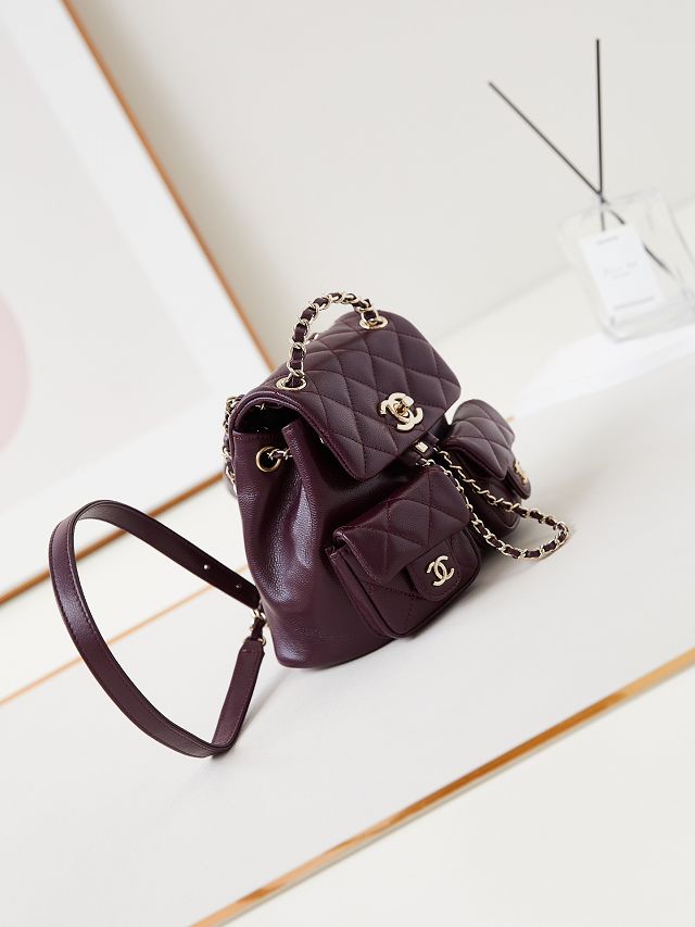 CC original grained calfskin small backpack AS3787 burgundy