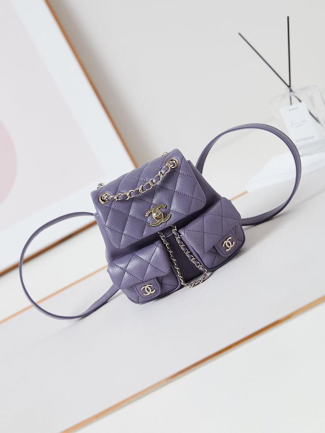 CC original grained calfskin small backpack AS3787 purple