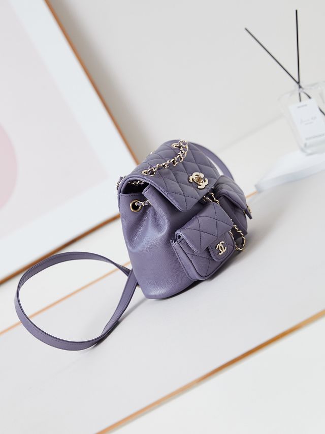 CC original grained calfskin small backpack AS3787 purple