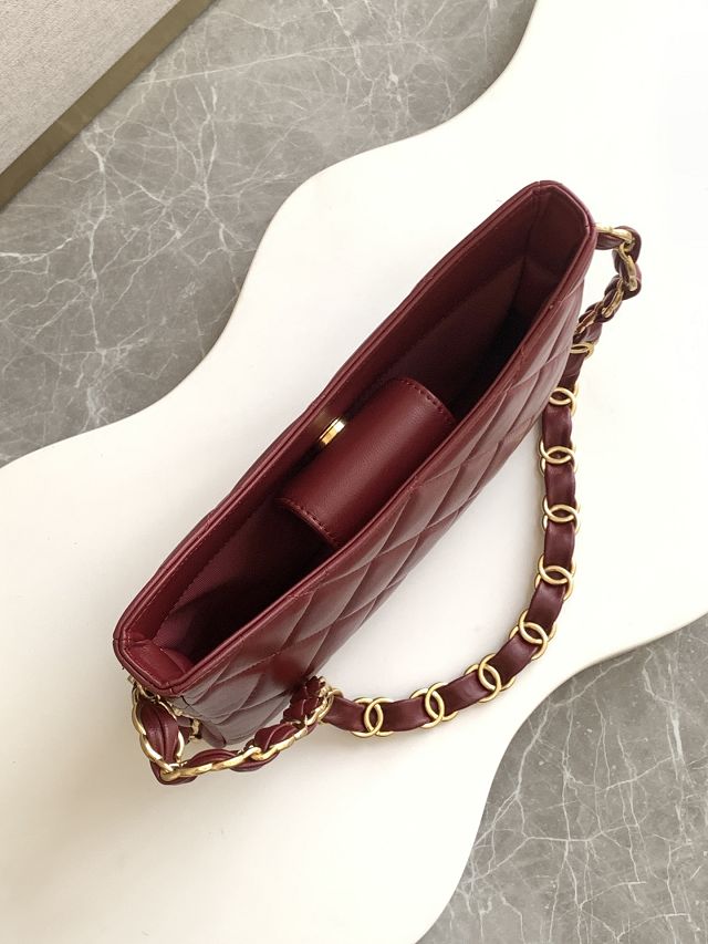 CC original lambskin hobo handbag AS5177 bordeaux