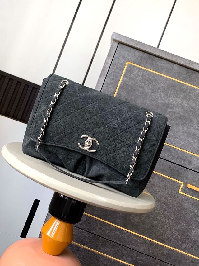 CC original suede calfskin large flap bag A99216 black