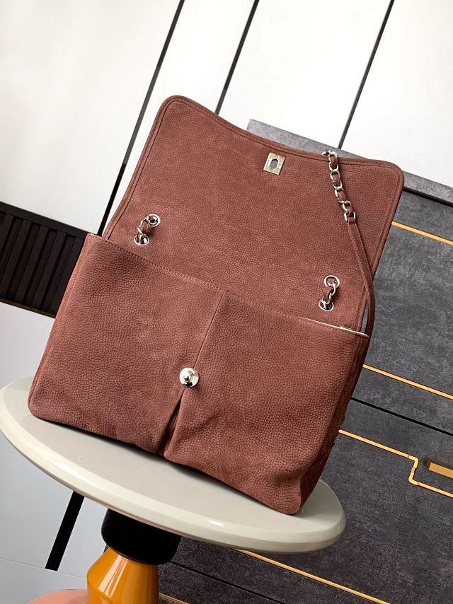 CC original suede calfskin large flap bag A99216 coffee