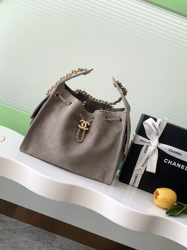 CC original suede calfskin small hobo bag AS5293 grey