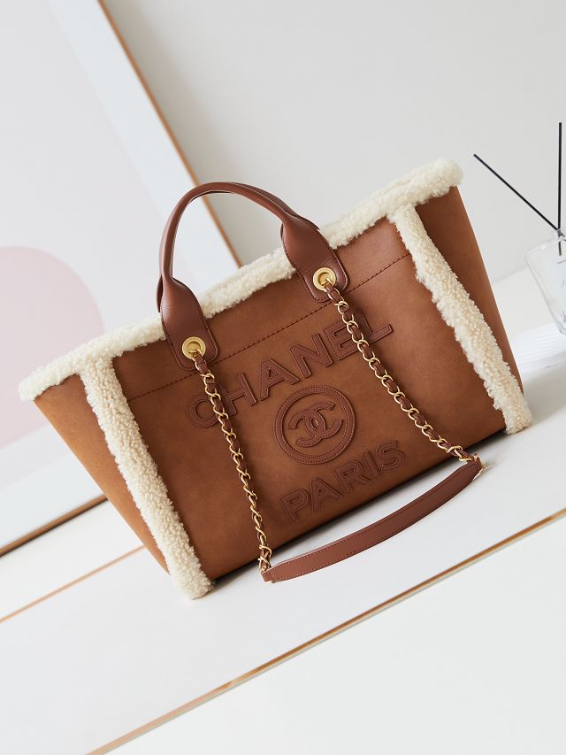 CC original suede&shearling small shopping bag AS3257 brown