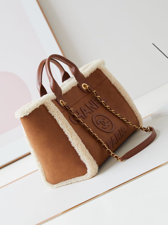 CC original suede&shearling small shopping bag AS3257 brown