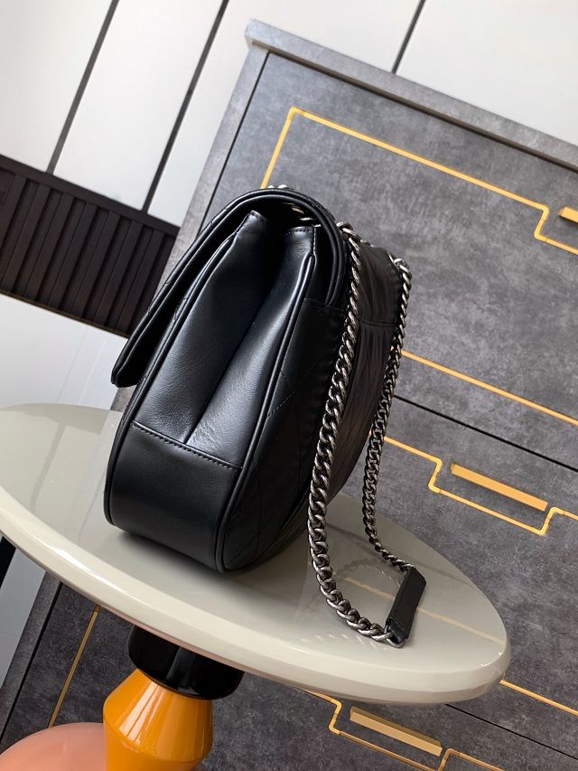 CC original calfskin large flap bag AS6058 black