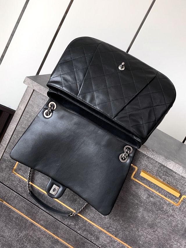 CC original calfskin large flap bag AS6058 black