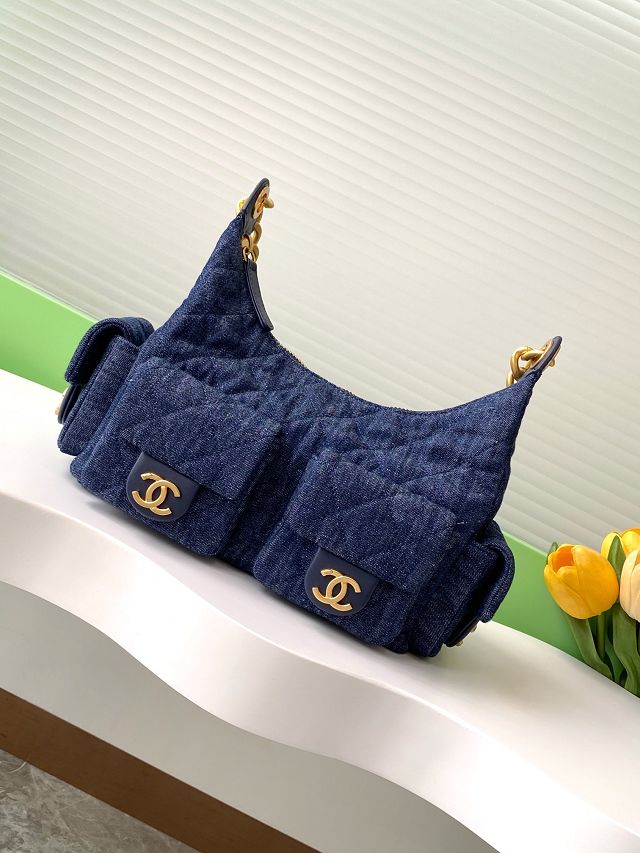 CC original denim large hobo bag AS5339 dark blue