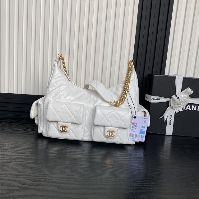 CC original lambskin maxi hobo bag AS5302 white