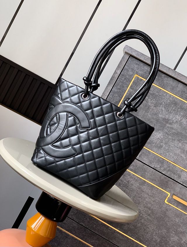 CC original lambskin shopping tote bag AS6336 allblack