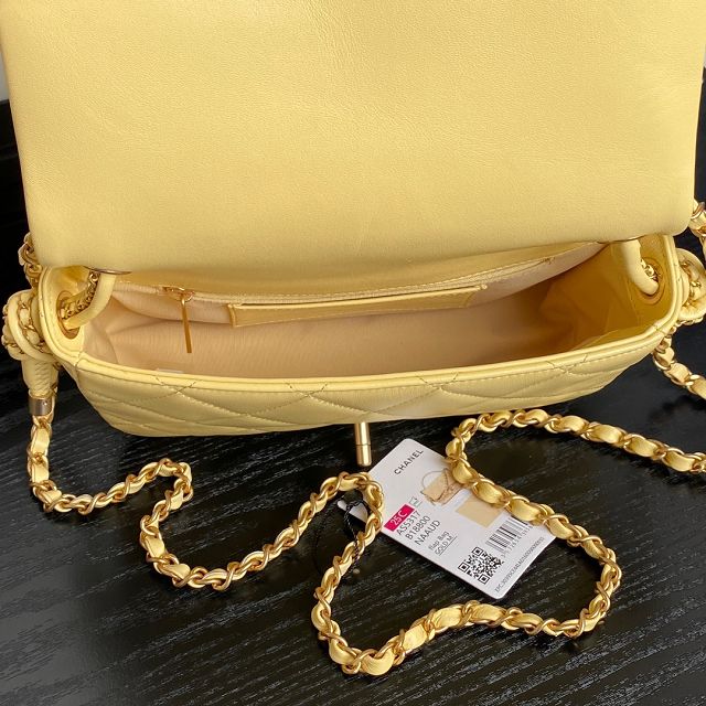 CC original lambskin top handle flap bag AS5317 yellow