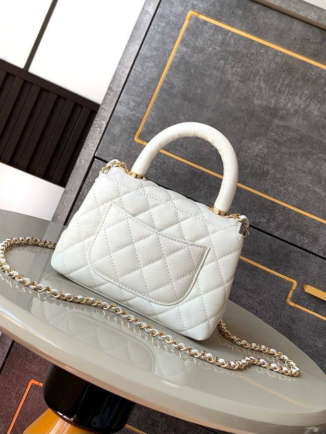 CC original calfskin nano coco handle bag AS4244 white